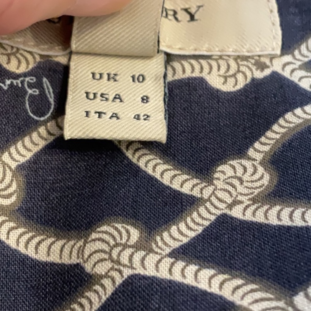 Burberry blue & tan rope not print pleated skirt Size 8 - Picture 7 of 7